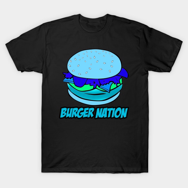 Burger Nation Tee - Blue/Green T-Shirt by Jbug08x